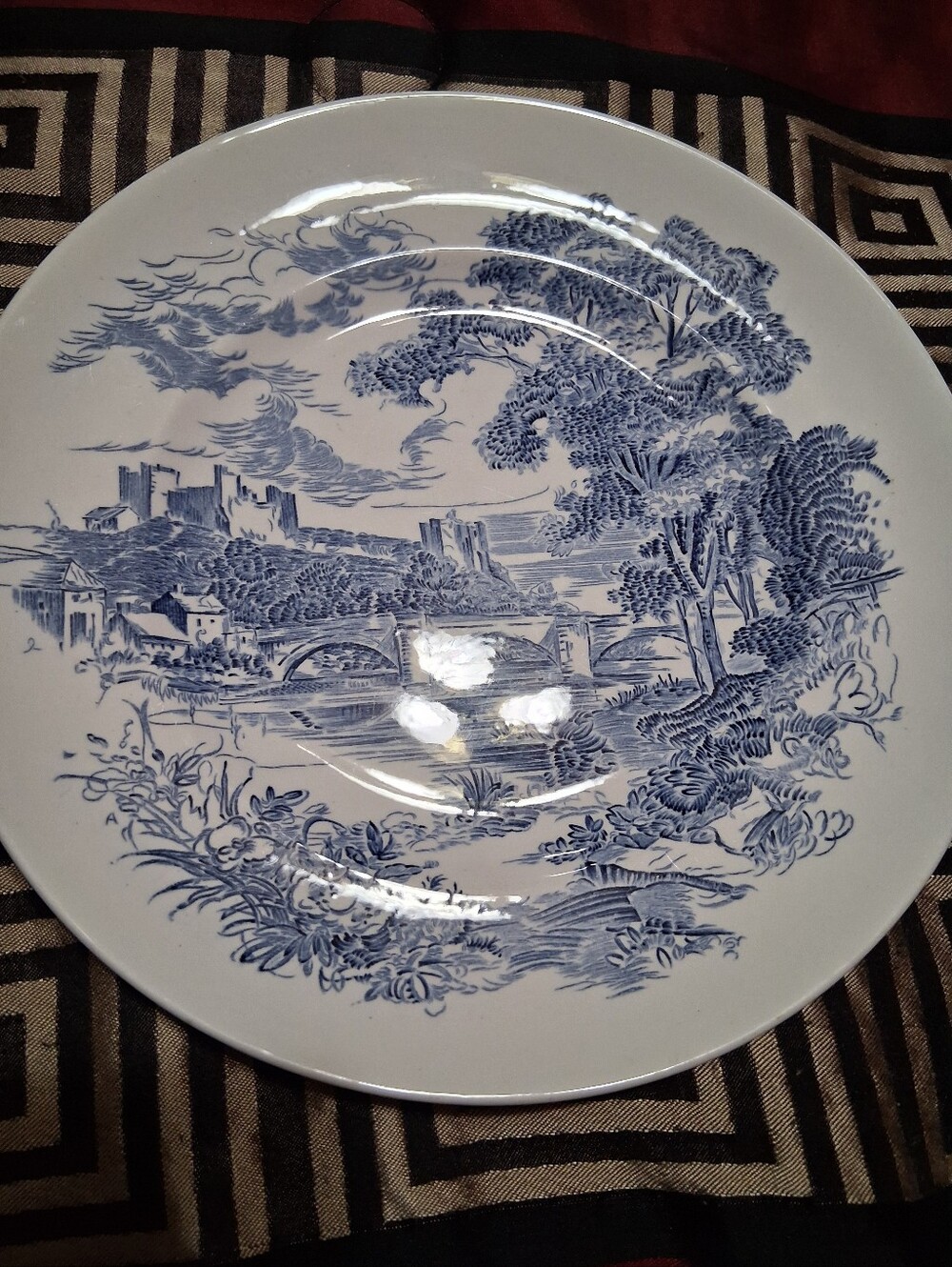 vintage transferware plate , the "Countryside" pattern, Enoch Wedgwood England